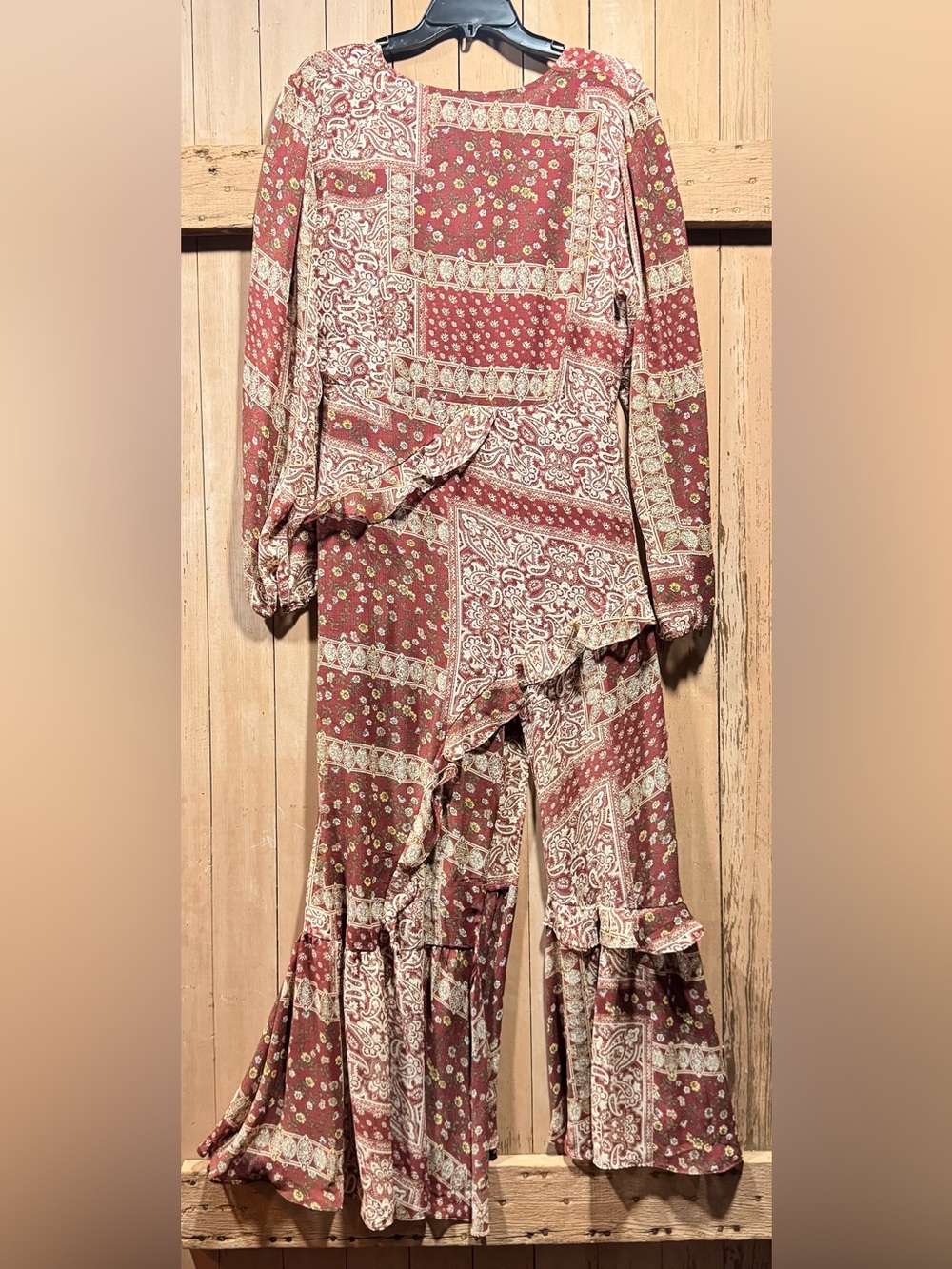 NWT three bird nest Love Riche Rust and Cream Boho Maxi Dress - Picture 5 of 6
